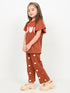 Frill Sleeves The Love Cotton Trouser Set (Terracotta)