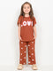Frill Sleeves The Love Cotton Trouser Set (Terracotta)