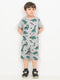 Mini Jurassic Themed Cotton Short Set (Ash Grey)