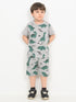 Mini Jurassic Themed Cotton Short Set (Ash Grey)