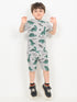 Mini Jurassic Themed Cotton Short Set (Ash Grey)
