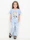 Frill Sleeves Ice Queen Cotton Trouser Set (Sky Blue)