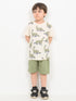 Safari Dino Cotton Short Set (Cream & Olive)