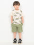 Safari Dino Cotton Short Set (Cream & Olive)
