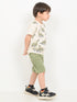 Safari Dino Cotton Short Set (Cream & Olive)