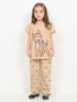Frill Sleeves The Bambi & Dots Cotton Trouser Set (Beige)