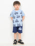 Little Builder Boss Cotton Short Set (Sky & Navy Blue)