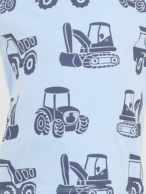 Little Builder Boss Cotton Short Set (Sky & Navy Blue)