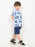 Little Builder Boss Cotton Short Set (Sky & Navy Blue)