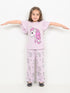 Frill Sleeves Unicorn Themed Cotton Trouser Set (Lilac)
