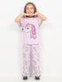 Frill Sleeves Unicorn Themed Cotton Trouser Set (Lilac)
