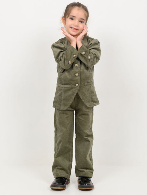 Imported Corduroy Majestic Co-ord Set (Olive Green)
