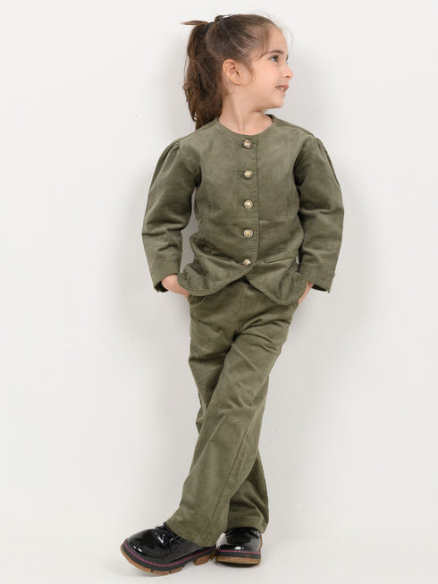Imported Corduroy Majestic Co-ord Set (Olive Green)