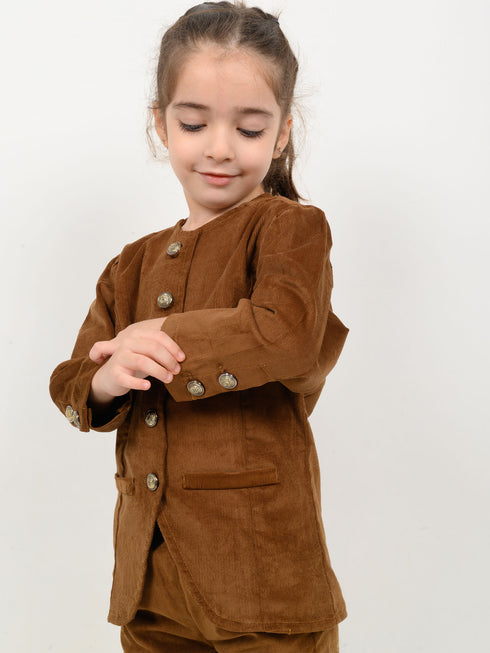Imported Corduroy Majestic Co-ord Set (Brown)
