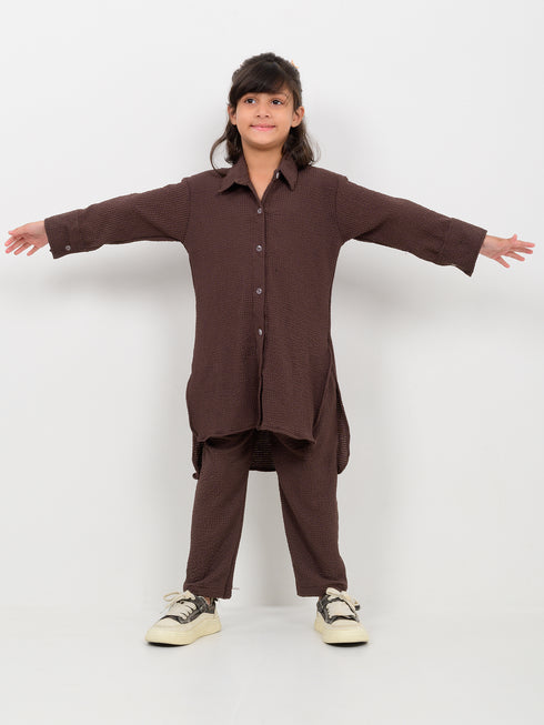 Imported Textured Mocha Co-ord Set (Mocha Brown)