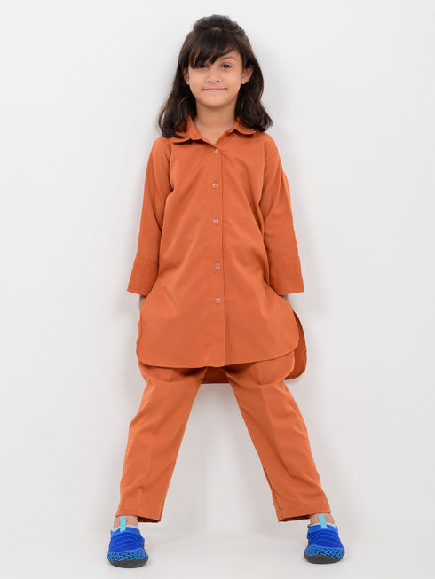 Imported Spandex Sunset Co-ord Set (Rust Orange)