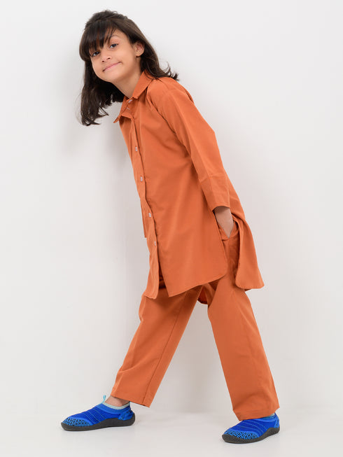 Imported Spandex Sunset Co-ord Set (Rust Orange)