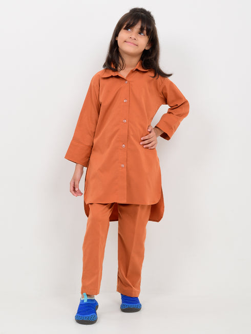 Imported Spandex Sunset Co-ord Set (Rust Orange)