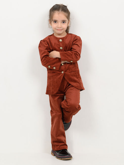 Imported Corduroy Majestic Co-ord Set (Maroon)