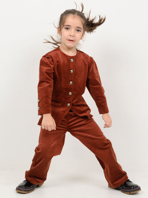 Imported Corduroy Majestic Co-ord Set (Maroon)