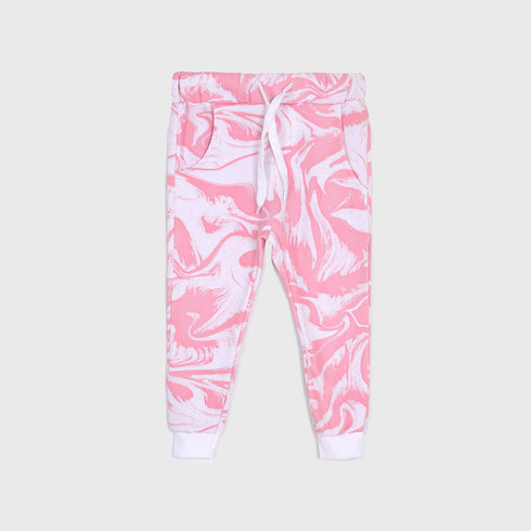 Fleece Tie & Die Trouser (Pink-White)