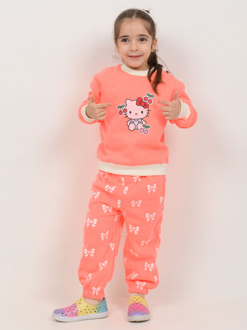 Kitty Cherry Cozy Fleece Suit (Peach Orange)
