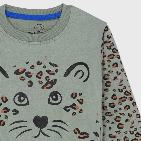 Lion Printed Fleece Tracksuit (Green)