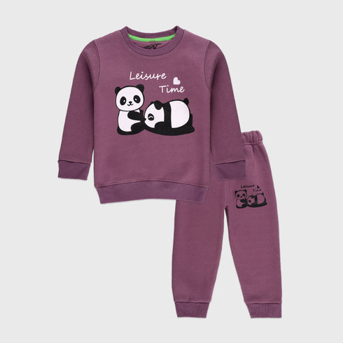 Lazy Panda Fleece Tracksuit (Mauve)