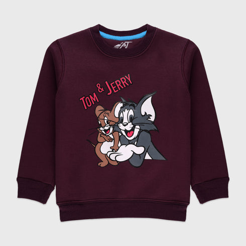Fleece Tom & Jerry Sweatshirt (Maroon)