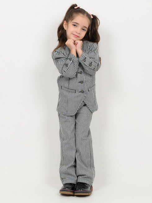 Imported Cotton Classic Striped 2 Piece Set (Black & White)