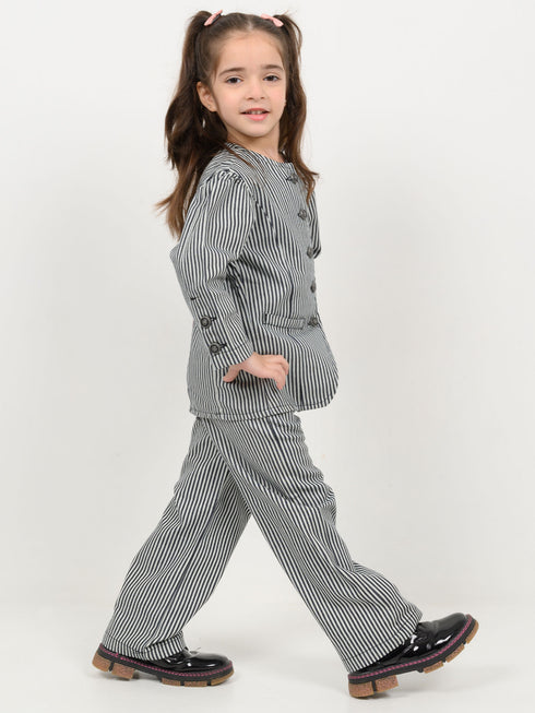 Imported Cotton Classic Striped 2 Piece Set (Black & White)