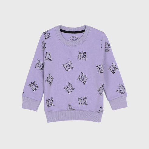 Tom & Jerry All-Over Printed Fleece Tracksuit (Purple)