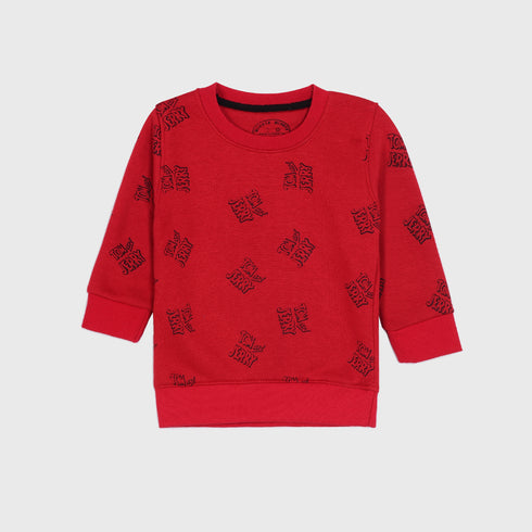 Tom & Jerry All-Over Printed Fleece Tracksuit (Red)