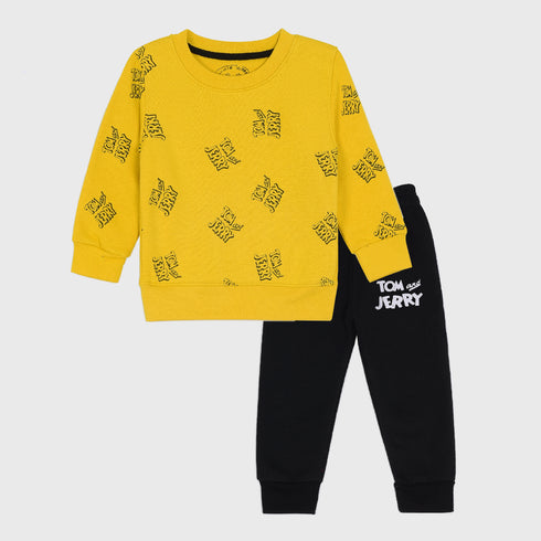 Tom & Jerry All-Over Printed Fleece Tracksuit (Yellow)