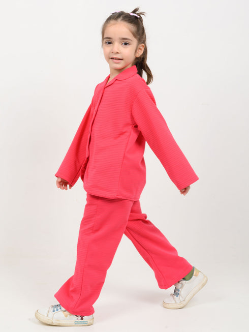Imported Textured Wash & Wear 2 Piece Set (Fuchsia Pink)