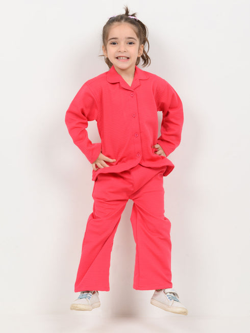 Imported Textured Wash & Wear 2 Piece Set (Fuchsia Pink)