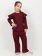 Frill Sleeves Imported Ribbed 2 Piece Set (Maroon)