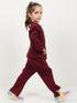 Frill Sleeves Imported Ribbed 2 Piece Set (Maroon)