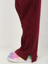 Frill Sleeves Imported Ribbed 2 Piece Set (Maroon)