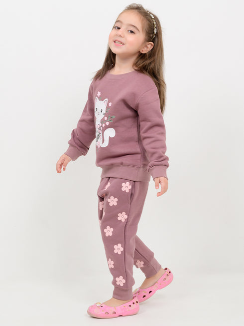 Blooming Kitty Fleece Suit (Dusty Mauve)