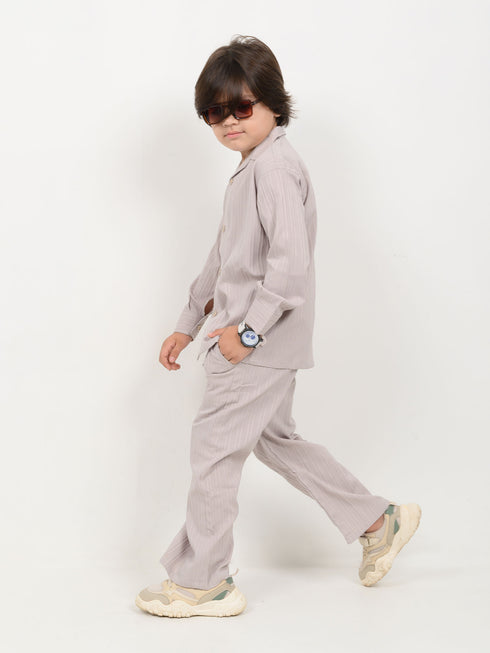 Imported Textured Wash & Wear 2 Piece Set (Cream)