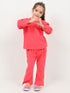 Frill Sleeves Imported Ribbed 2 Piece Set (Hot Pink)
