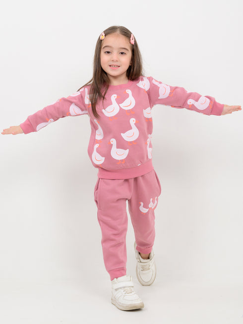 Goosy Giggle Fleece Suit (Dusty Mauve)