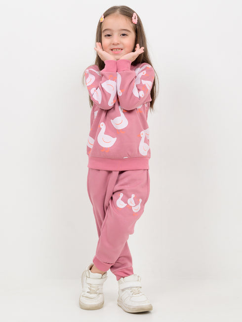 Goosy Giggle Fleece Suit (Dusty Mauve)