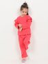 Frill Sleeves Imported Ribbed 2 Piece Set (Hot Pink)