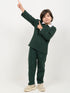Imported Ribbed Classic Zip Polo 2 Piece Set (Dark Green)