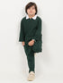 Imported Ribbed Classic Zip Polo 2 Piece Set (Dark Green)