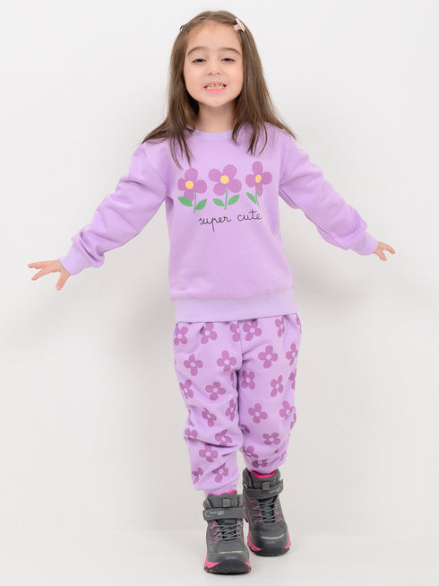Super Cute Bloom Fleece Suit (Lilac)