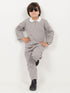 Imported Ribbed Classic Zip Polo 2 Piece Set (Stone Gray)