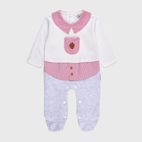 1-Pack Button Sleepsuit (Pink-White)